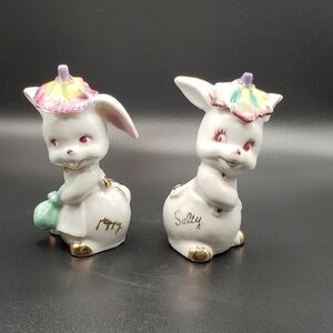 Adorable Bunny Salt and Pepper Shakers 1940's